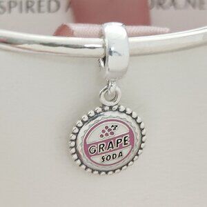 Pandora "UP" Grape Soda Badge Dangle Charm S925 Silver Bracelet Pendant Gift